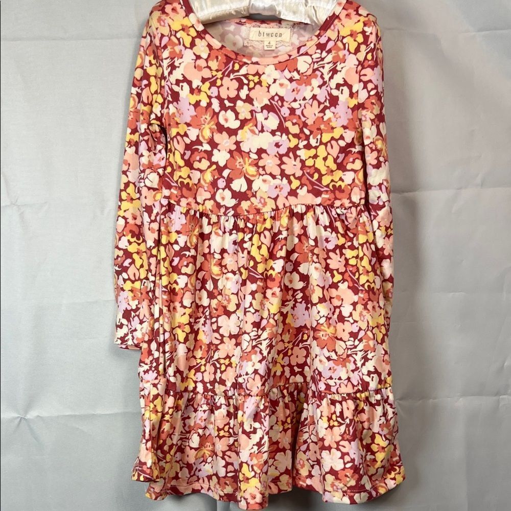 Btween rust and pink floral long sleeve dress size 4 NWOT